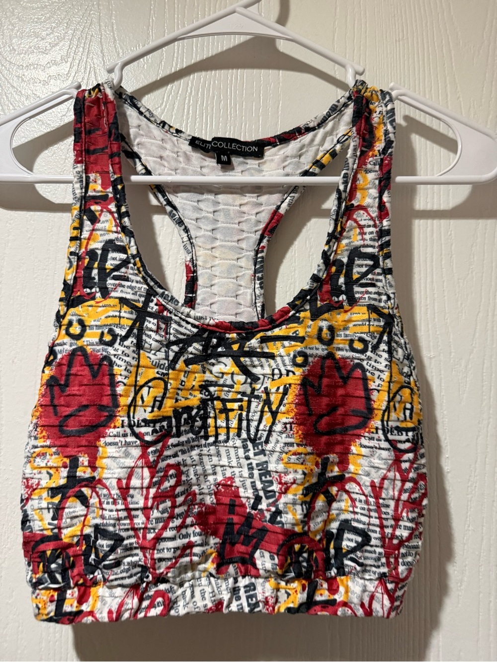 Collection B Red, Yellow & Black Graffiti Print Crop Tank